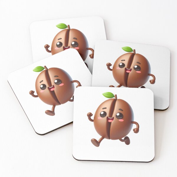 Item preview, Cute Coffee Bean Cartoon Character Exercising | Kawaii Coffee Mascot Art designed and sold by mcraft studio.