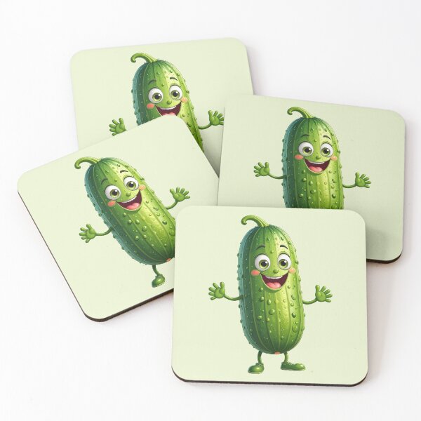 Item preview, Smiling Cucumber Cartoon Character with Open Arms designed and sold by mcraft studio.