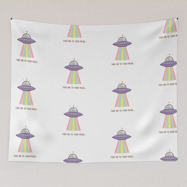 Item preview, Take Me to Your Pride – Funny Rainbow UFO Sticker – Cute LGBTQ Alien Art for Laptop or Gift designed and sold by Pride_Prints.