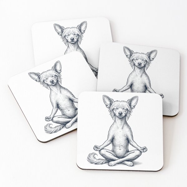 Item preview, Vintage Chinese Crested Dog Yoga Lotus Meditation Dog Lover designed and sold by DoodleTortle.