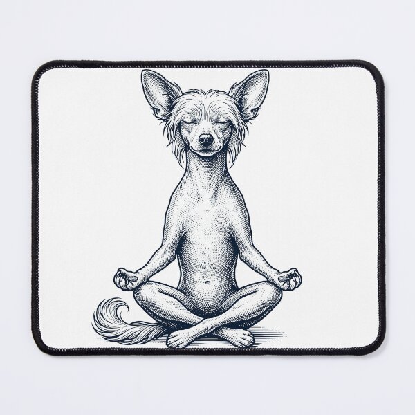 Item preview, Vintage Chinese Crested Dog Yoga Lotus Meditation Dog Lover designed and sold by DoodleTortle.