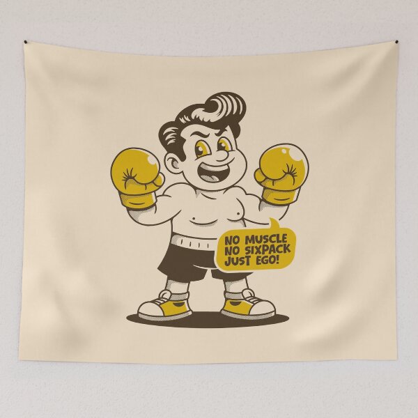Item preview, No Muscle No Sixpack Just Ego – Funny Boxing Cartoon Illustration designed and sold by adipra.