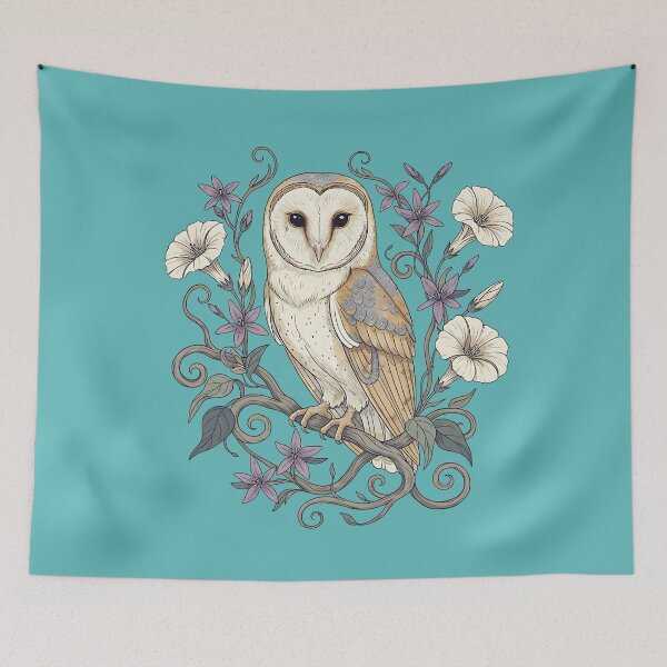 Item preview, Vintage Barn Owl Moonflower Night Botanical Art designed and sold by BirdsnStuff.