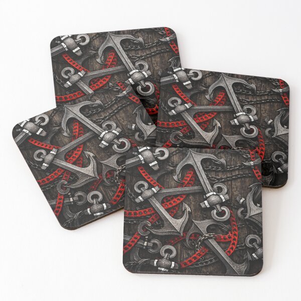 Item preview, Red Chain Anchors designed and sold by Kaleidoscope Print.