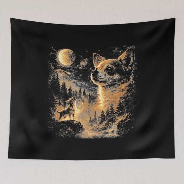 Item preview, Chihuahua Howling To The Moon Vintage 90S Retro Animal designed and sold by tigersLove.