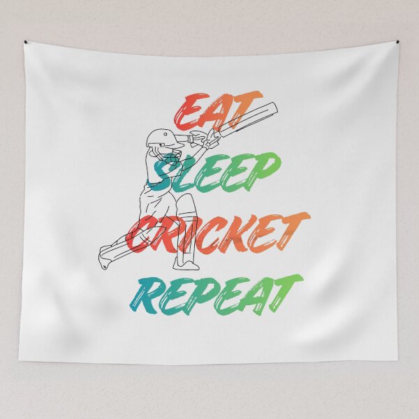 Item preview, Eat Sleep Cricket Repeat Funny Cricket Lover Quote designed and sold by StreetVibe-IND.