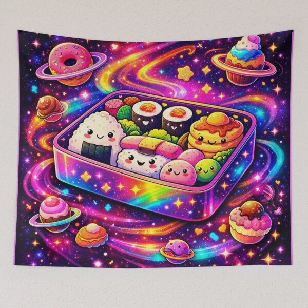 Item preview, Psychedelic Cosmic Bento | Trippy Kawaii Dessert Illustration on Phone designed and sold by MeghannsMinimalMeals.