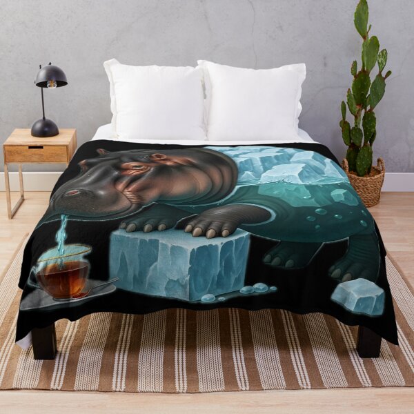 Item preview, Ice Hippopotamus Drinking Tea designed and sold by Quiqui-Modern.