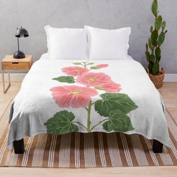 Item preview, Hollyhock Flower Illustration – Vintage Botanical Floral Art designed and sold by BobaBunny76.