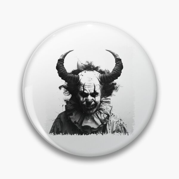Artikelvorschau, Dämonischer Clown mit Hörnern | Illustration aus dem gotischen Zirkushorror entworfen und verkauft von inkoutninja.