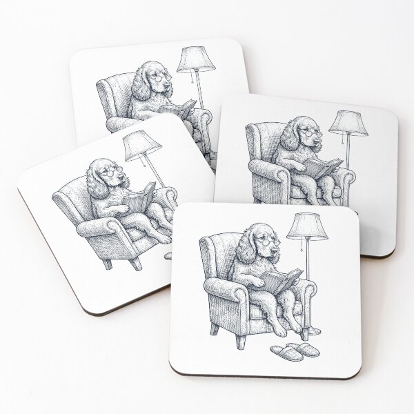 Item preview, Vintage Cocker Spaniel Read Book Dog Mom Dad designed and sold by DoodleTortle.
