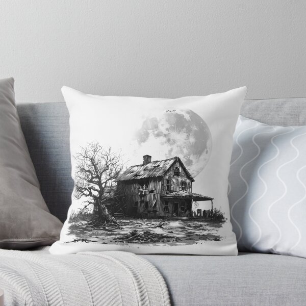 Item preview, Haunted Farmhouse Under Full Moon | Gothic Horror Rural Decay Art designed and sold by inkoutninja.