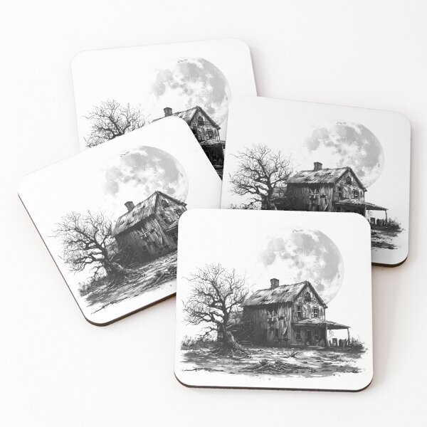 Item preview, Haunted Farmhouse Under Full Moon | Gothic Horror Rural Decay Art designed and sold by inkoutninja.