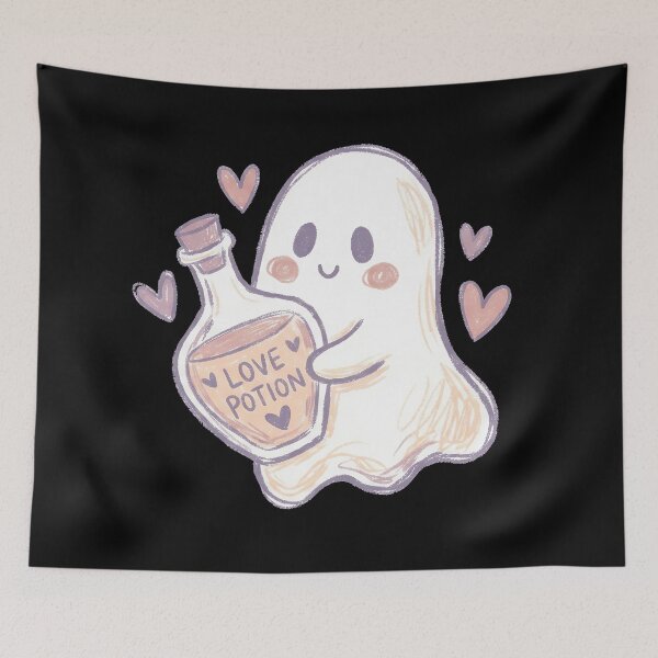 Item preview, Cute Ghost Holding a Love Potion – Kawaii Pastel Illustration designed and sold by cr6zym1nd.