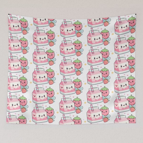 Item preview, Kawaii Strawberry Milk Carton & Strawberry – Cute Pastel Food Sticker Illustration designed and sold by Kallandra.