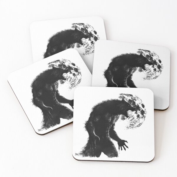 Item preview, Howling Werewolf and Full Moon | Gothic Horror Monster Illustration designed and sold by inkoutninja.