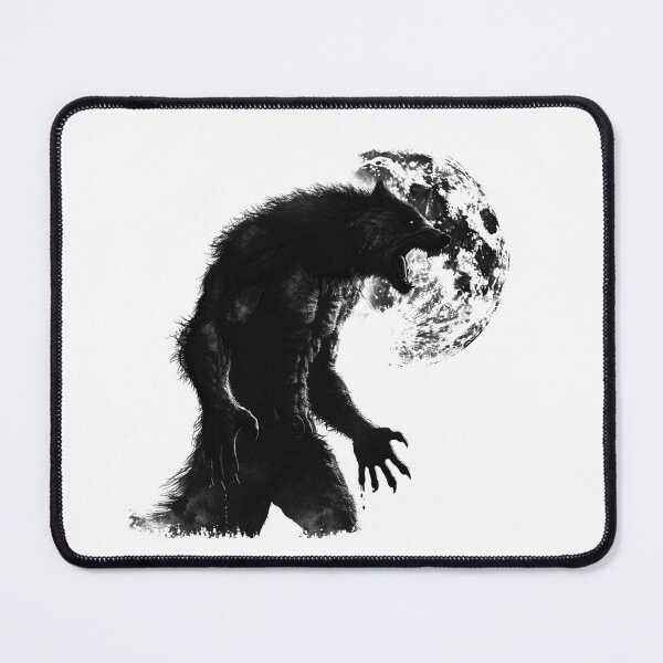 Item preview, Howling Werewolf and Full Moon | Gothic Horror Monster Illustration designed and sold by inkoutninja.