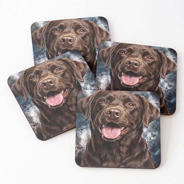 Item preview, Chocolate Labrador Portrait with Abstract Background designed and sold by ChiqueAvenue.
