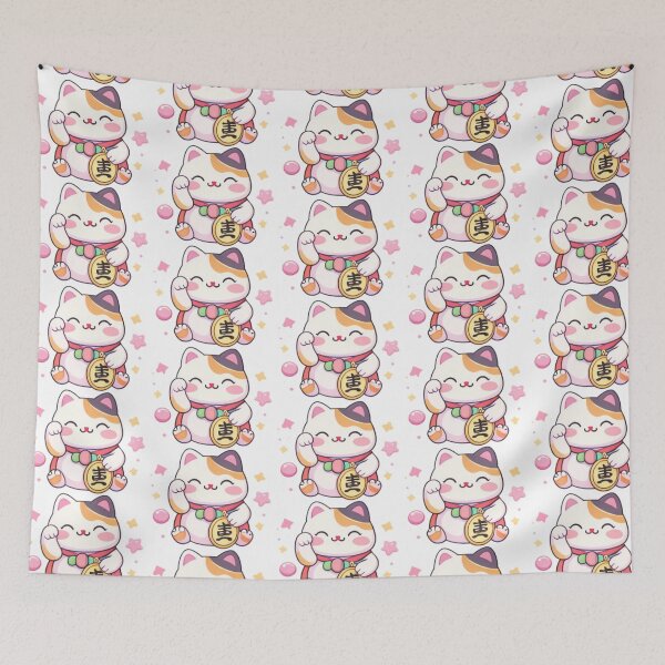 Item preview, Kawaii Maneki Neko Lucky Cat – Good Luck Cat Pastel Stickers designed and sold by Kallandra.