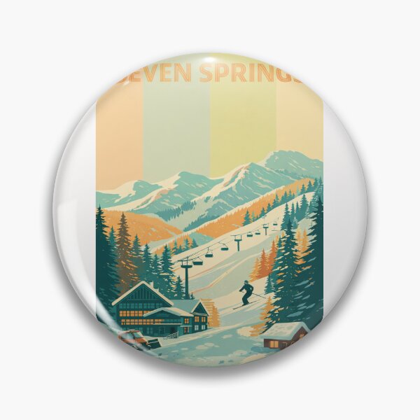 Item preview, Seven Springs Pennsylvania with Ski Lodge and Chairlifts in Retro Style designed and sold by Places On Earth.