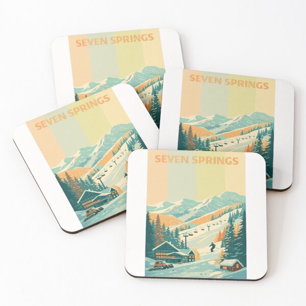 Item preview, Seven Springs Pennsylvania with Ski Lodge and Chairlifts in Retro Style designed and sold by Places On Earth.