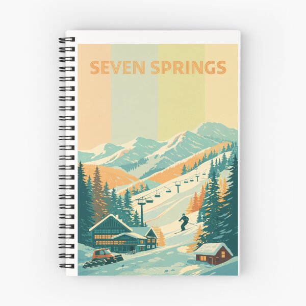 Item preview, Seven Springs Pennsylvania with Ski Lodge and Chairlifts in Retro Style designed and sold by Places On Earth.