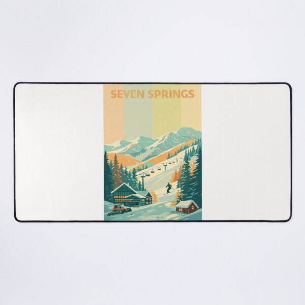Item preview, Seven Springs Pennsylvania with Ski Lodge and Chairlifts in Retro Style designed and sold by Places On Earth.