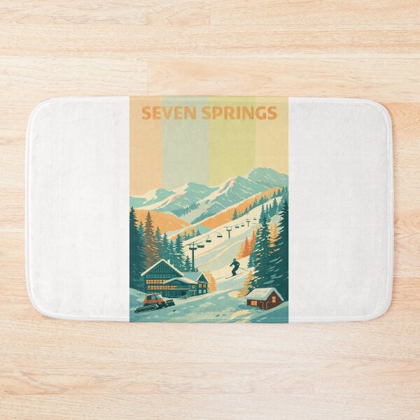 Item preview, Seven Springs Pennsylvania with Ski Lodge and Chairlifts in Retro Style designed and sold by Places On Earth.