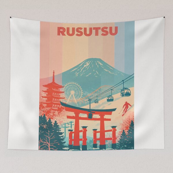 Item preview, Rusutsu Ski Area with Mount Yotei, Torii Gate, and Amusement Attractions designed and sold by Places On Earth.
