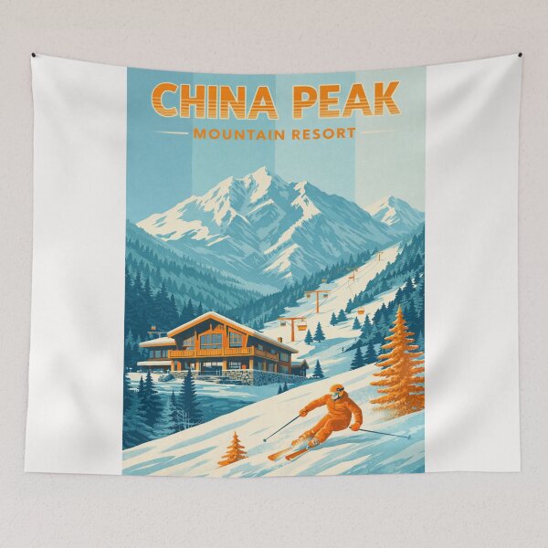 Item preview, Skiing at China Peak California with Chalet and Sierra Nevada Mountains designed and sold by Places On Earth.
