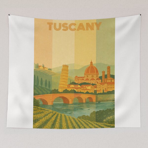 Item preview, Tuscany with Duomo of Florence and Leaning Tower of Pisa by the Arno River designed and sold by Places On Earth.