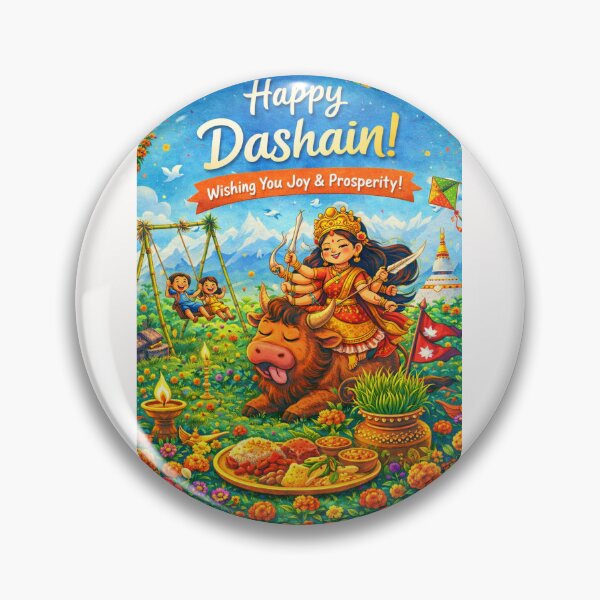 Item preview, Dashain Festival Nepal with Goddess Durga, Mountains and Celebration designed and sold by Places On Earth.