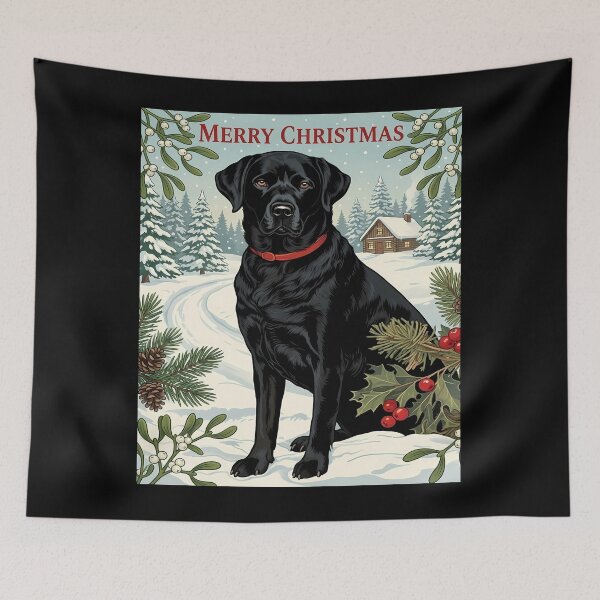 Item preview, Christmas Labrador Retriever in Winter Scene designed and sold by ChiqueAvenue.