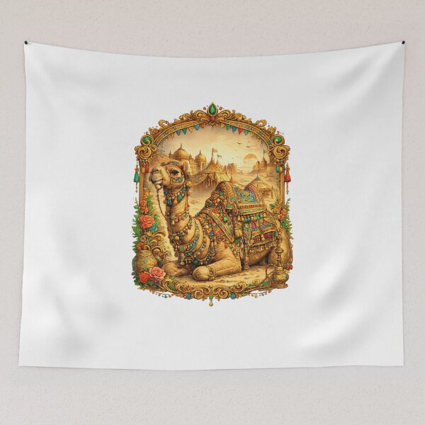 Item preview, Royal Rajasthani Camel Desert Scene designed and sold by GenzShoppingHub.