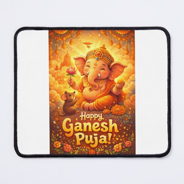 Item preview, Ganesh Puja Festival with Ganesha and Mouse in Hindu Temple Setting designed and sold by Places On Earth.
