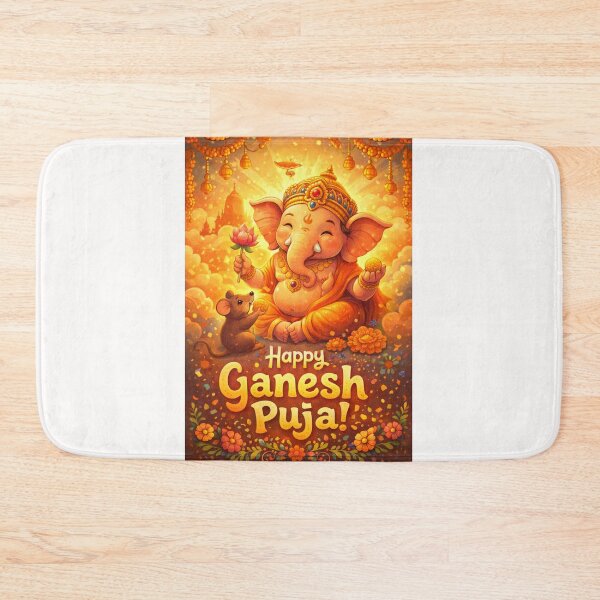 Item preview, Ganesh Puja Festival with Ganesha and Mouse in Hindu Temple Setting designed and sold by Places On Earth.