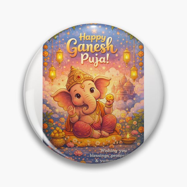 Item preview, Ganesh Puja Celebration with Baby Ganesha and Lanterns in Starry Night Sky designed and sold by Places On Earth.