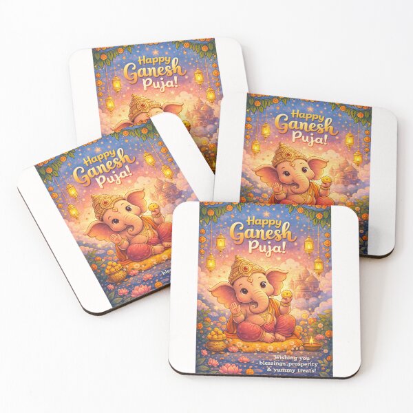 Item preview, Ganesh Puja Celebration with Baby Ganesha and Lanterns in Starry Night Sky designed and sold by Places On Earth.