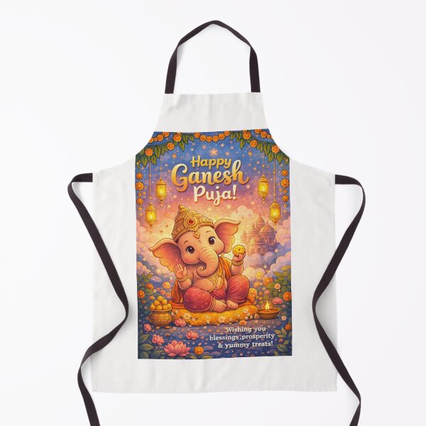 Item preview, Ganesh Puja Celebration with Baby Ganesha and Lanterns in Starry Night Sky designed and sold by Places On Earth.