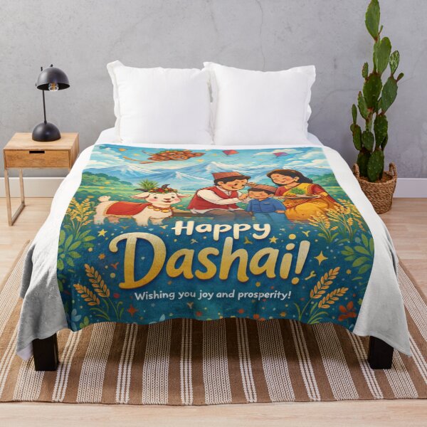 Item preview, Dashai Festival Celebration in Nepal with Family, Goat, and Himalayas designed and sold by Places On Earth.