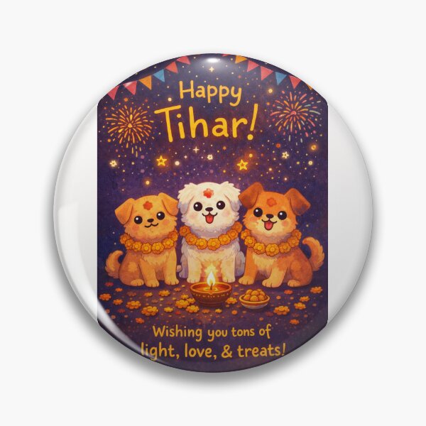 Item preview, Tihar Celebration with Three Adorned Dogs, Marigolds, and Fireworks in Nepal designed and sold by Places On Earth.