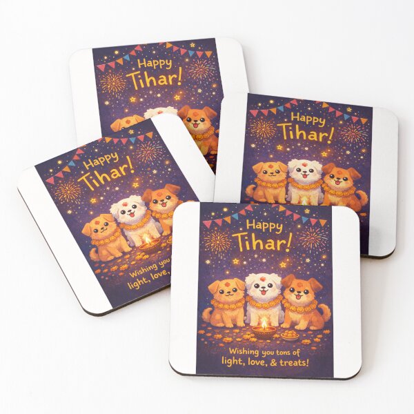 Item preview, Tihar Celebration with Three Adorned Dogs, Marigolds, and Fireworks in Nepal designed and sold by Places On Earth.