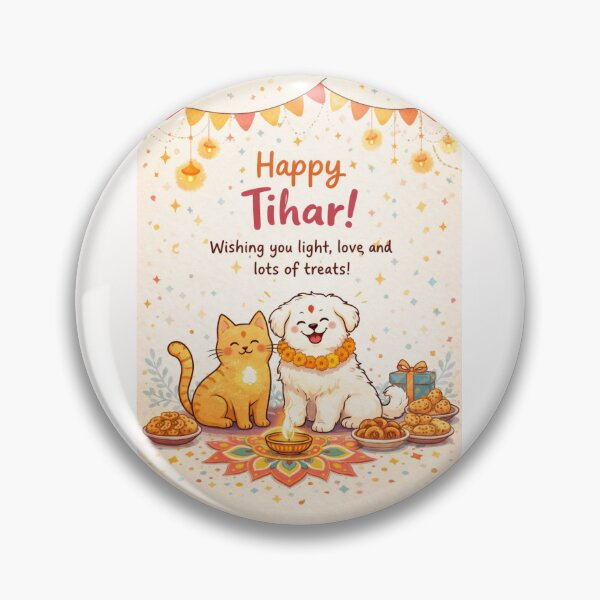 Item preview, Tihar Festival Greeting Card with Cat, Dog, Diya and Rangoli in Nepal designed and sold by Places On Earth.