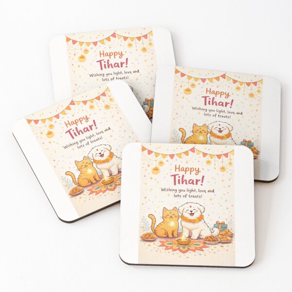 Item preview, Tihar Festival Greeting Card with Cat, Dog, Diya and Rangoli in Nepal designed and sold by Places On Earth.