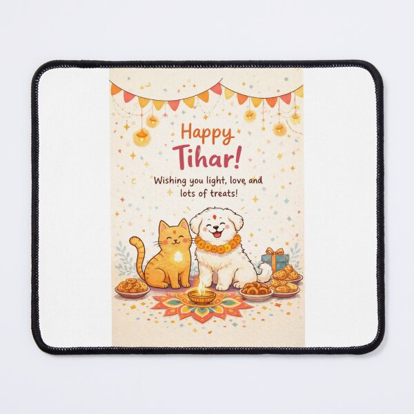 Item preview, Tihar Festival Greeting Card with Cat, Dog, Diya and Rangoli in Nepal designed and sold by Places On Earth.