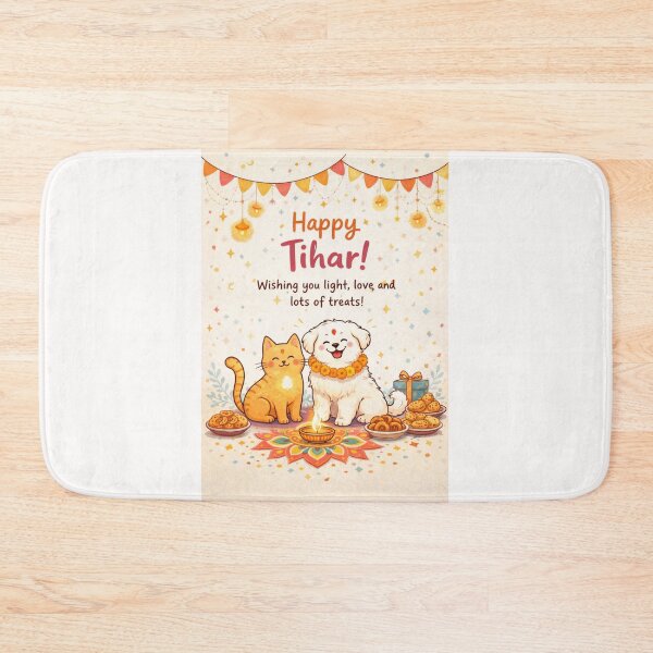 Item preview, Tihar Festival Greeting Card with Cat, Dog, Diya and Rangoli in Nepal designed and sold by Places On Earth.