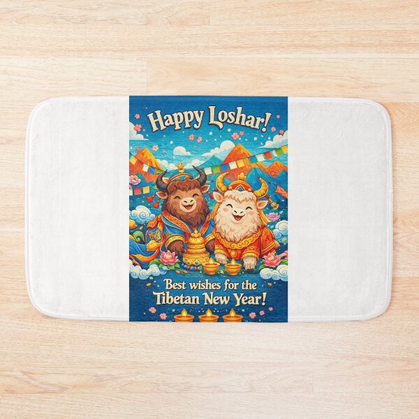 Item preview, Happy Losar Tibetan New Year Card with Yak and Himalayan Scenery designed and sold by Places On Earth.