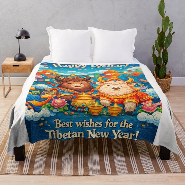 Item preview, Happy Losar Tibetan New Year Card with Yak and Himalayan Scenery designed and sold by Places On Earth.