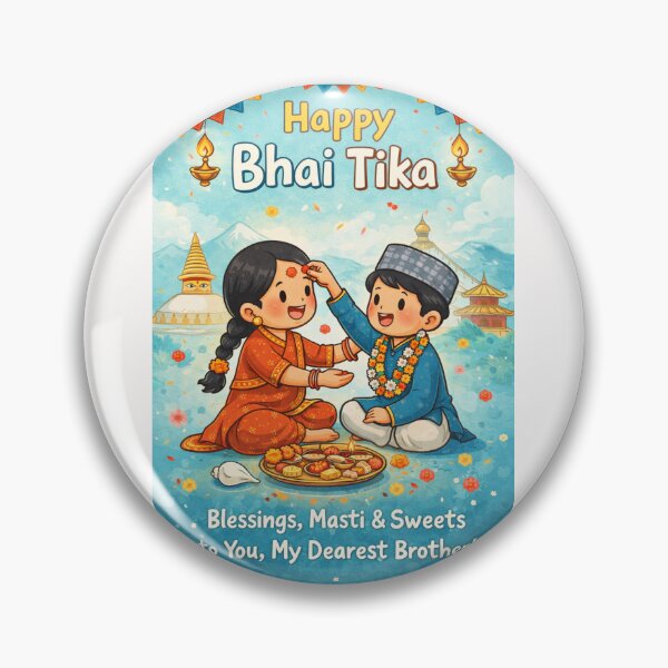 Item preview, Bhai Tika Greeting Card from Nepal with Brother and Sister by Swayambhunath designed and sold by Places On Earth.