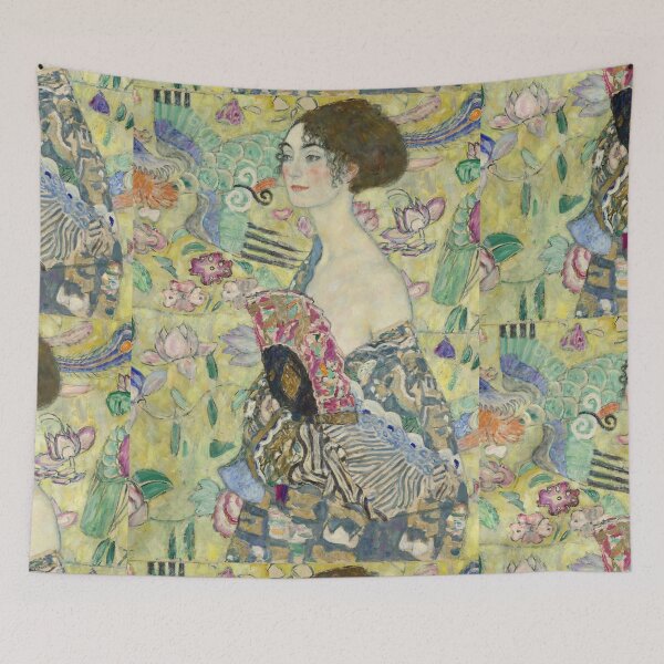 Item preview, Lady With Fan by Gustav Klimt: Vienna Secession Art Nouveau Poster designed and sold by artofuniverse.